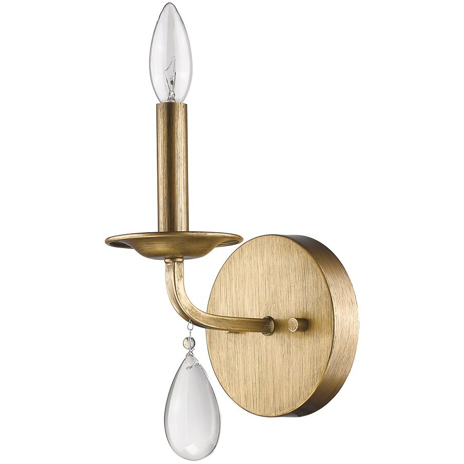 Light Gold Wall Sconce With Crystal Accent
