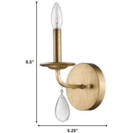 Light Gold Wall Sconce With Crystal Accent