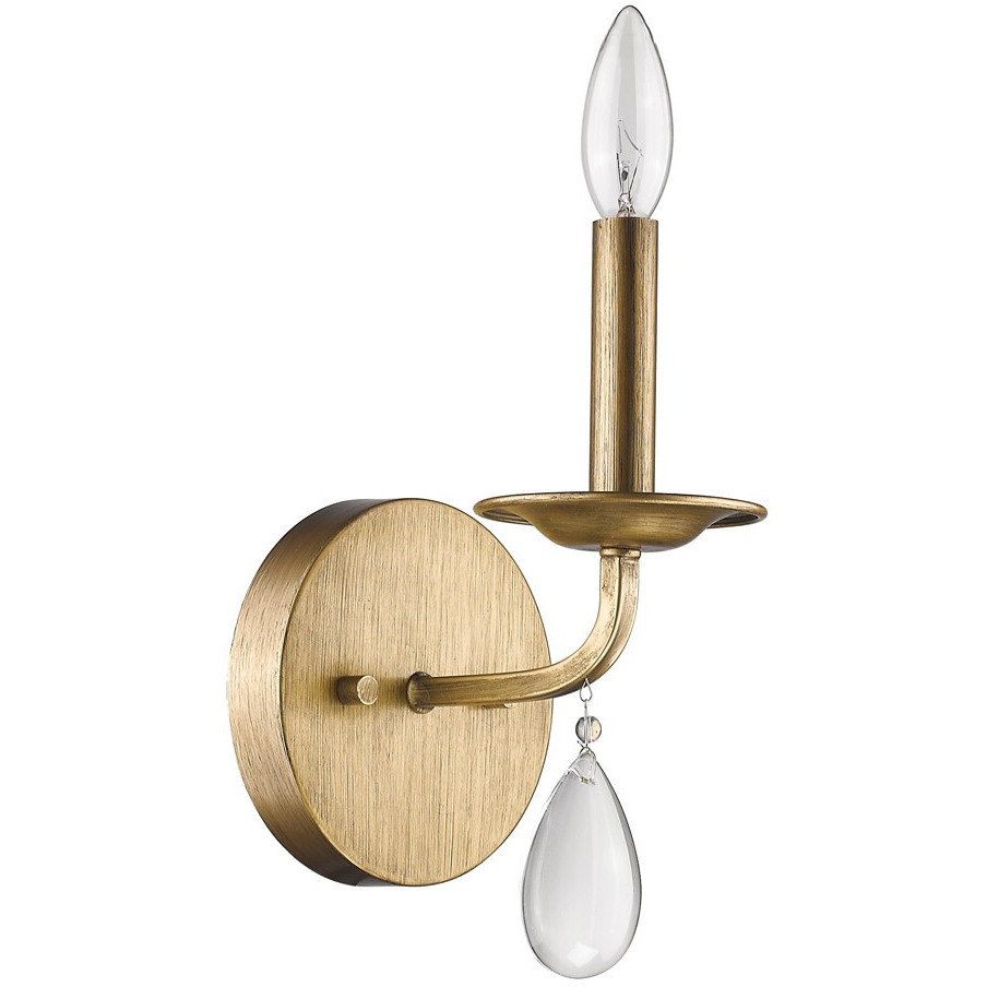 Light Gold Wall Sconce With Crystal Accent