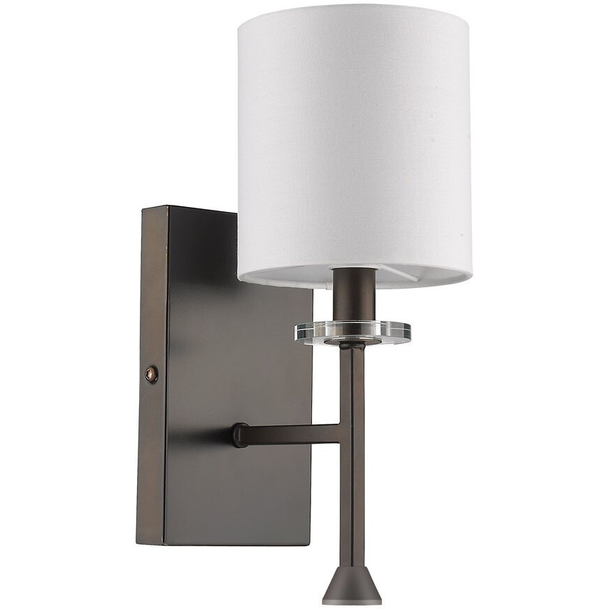 Minimalist Bronze Wall Sconce With Fabric Shade