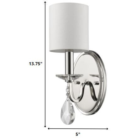 Silver Three Light Wall Sconce With White Fabric Shade