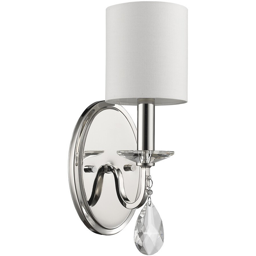 Silver Three Light Wall Sconce With White Fabric Shade