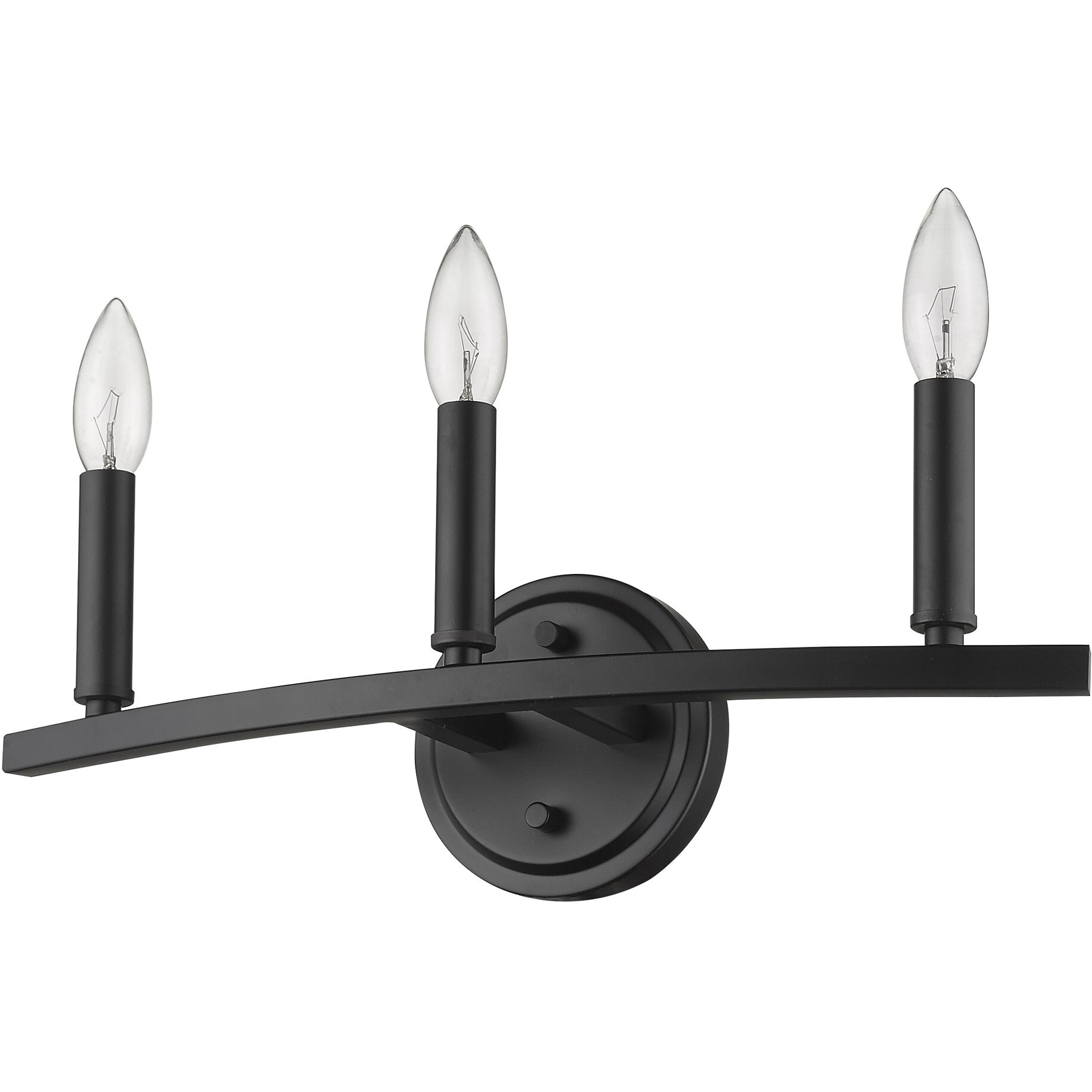 Three Light Matte Black Wall Sconce