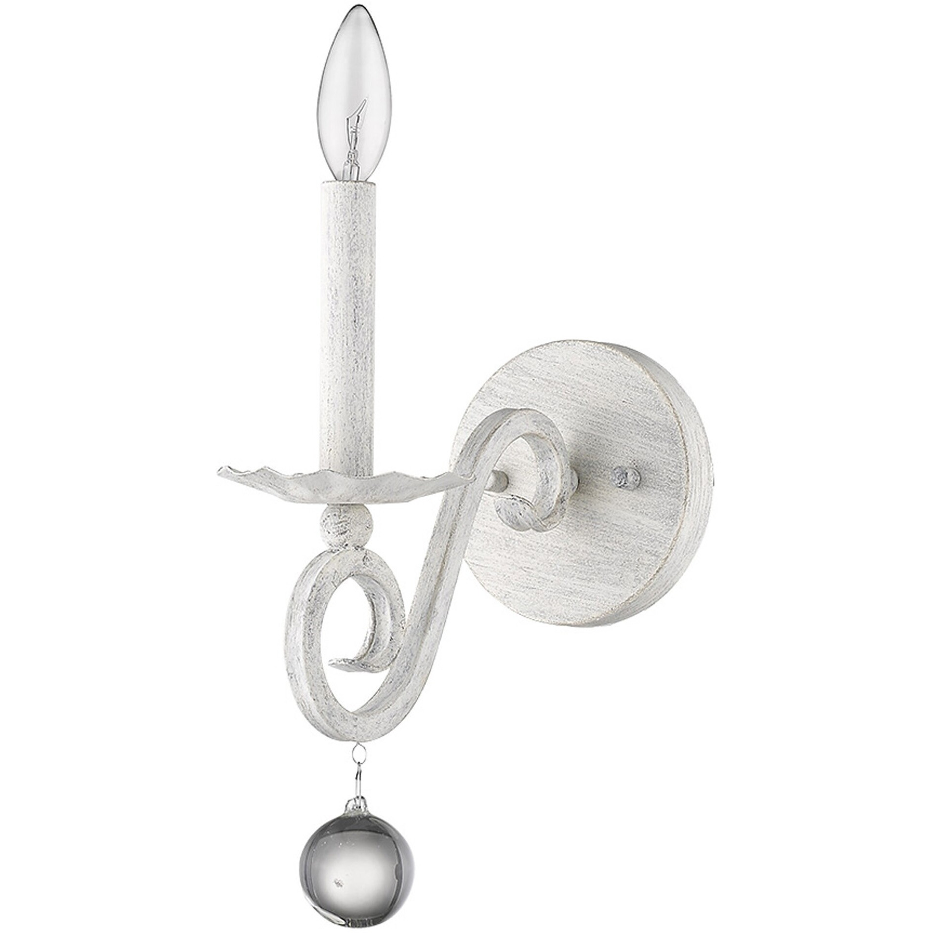 Modern Farmhouse Rustic White And Crystal Wall Sconce
