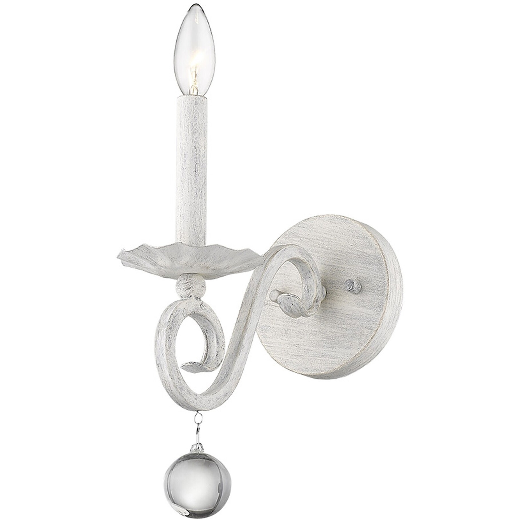 Modern Farmhouse Rustic White And Crystal Wall Sconce