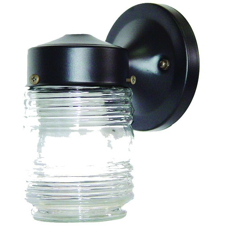 Black Standard Jelly Jar One Light Outdoor Wall Light