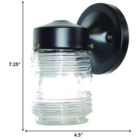 Black Standard Jelly Jar One Light Outdoor Wall Light
