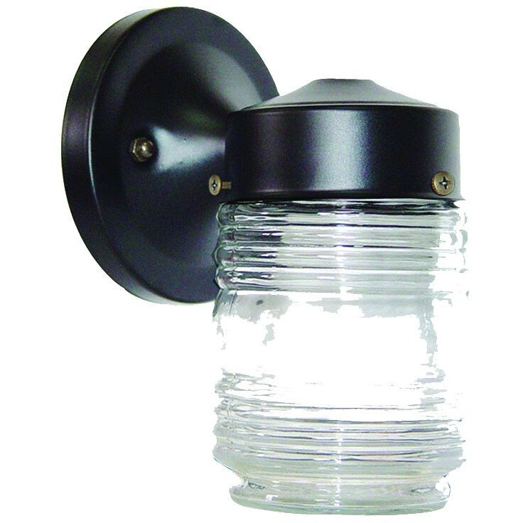 Black Standard Jelly Jar One Light Outdoor Wall Light