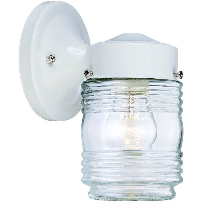 White Standard Jelly Jar One Light Outdoor Wall Light