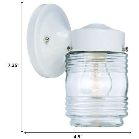 White Standard Jelly Jar One Light Outdoor Wall Light