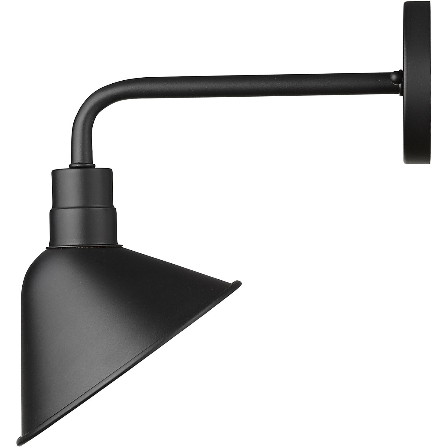 Wide Shade Matte Black Led Wall Light