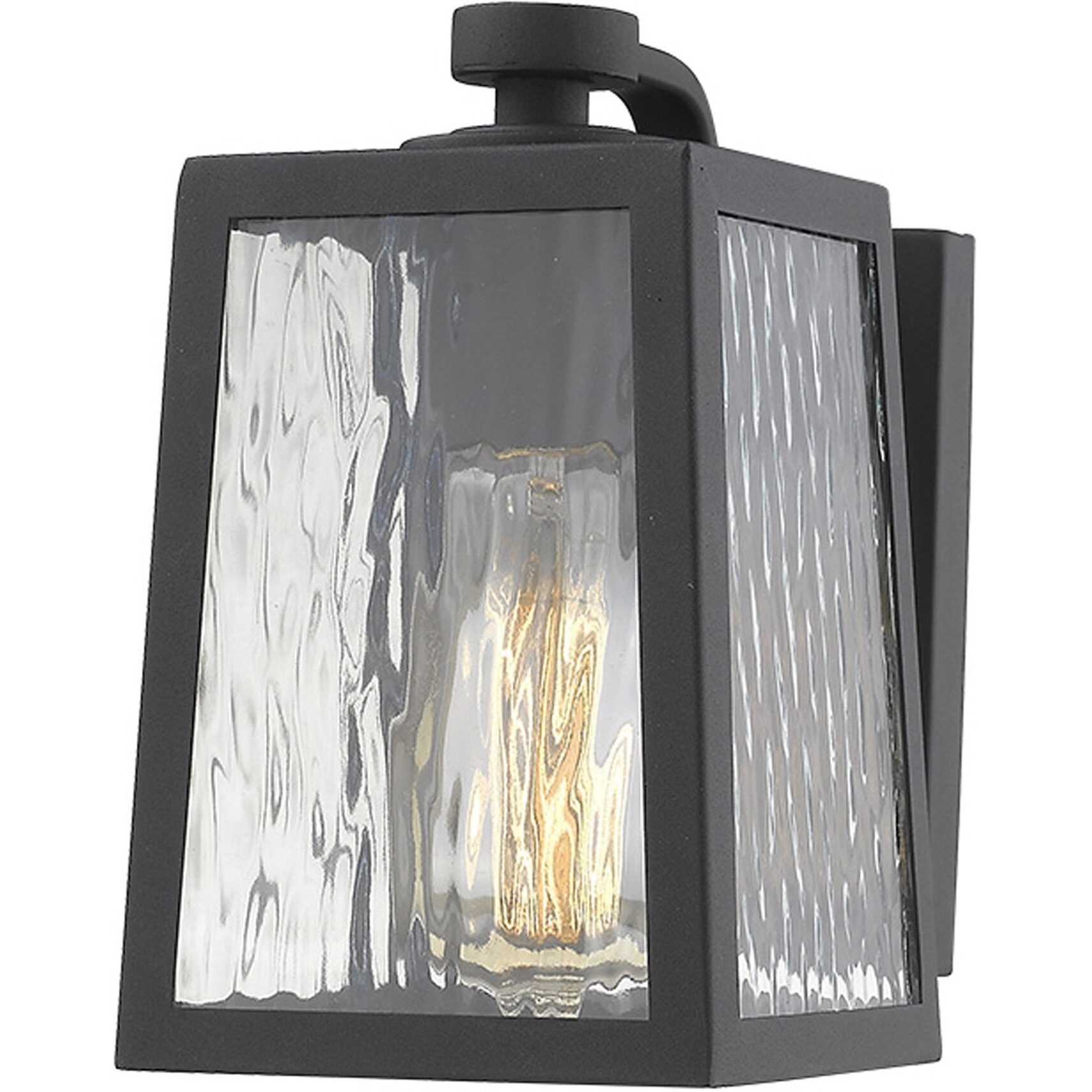 Matte Black Glass Panels Outdoor Wall Light
