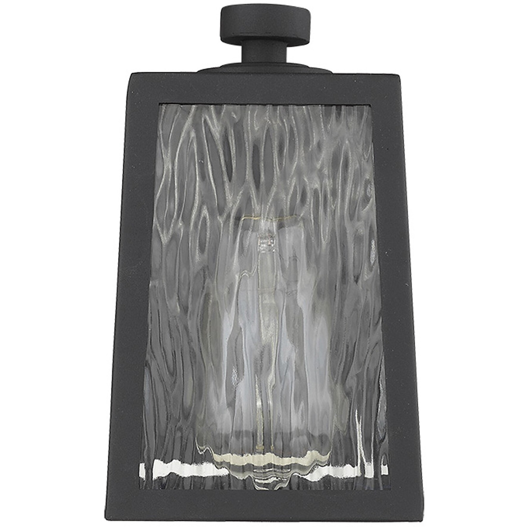 Matte Black Glass Panels Outdoor Wall Light