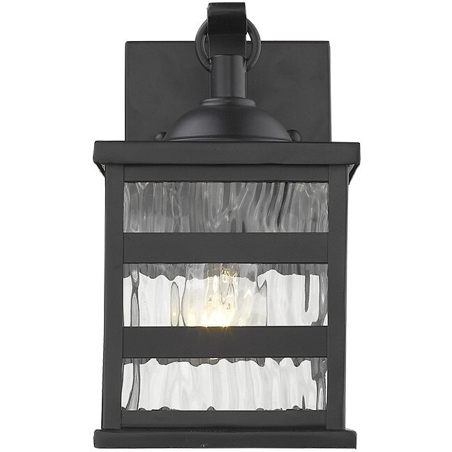 Glass Panel Matte Black Outdoor Cage Light