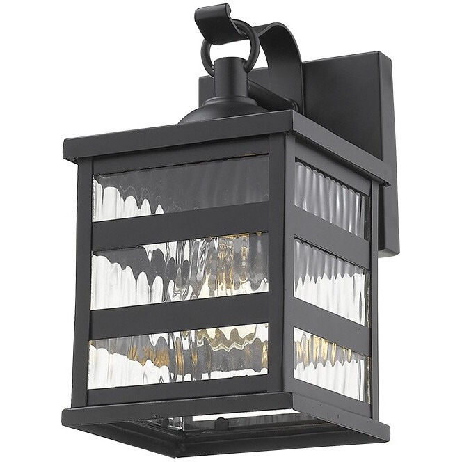 Glass Panel Matte Black Outdoor Cage Light