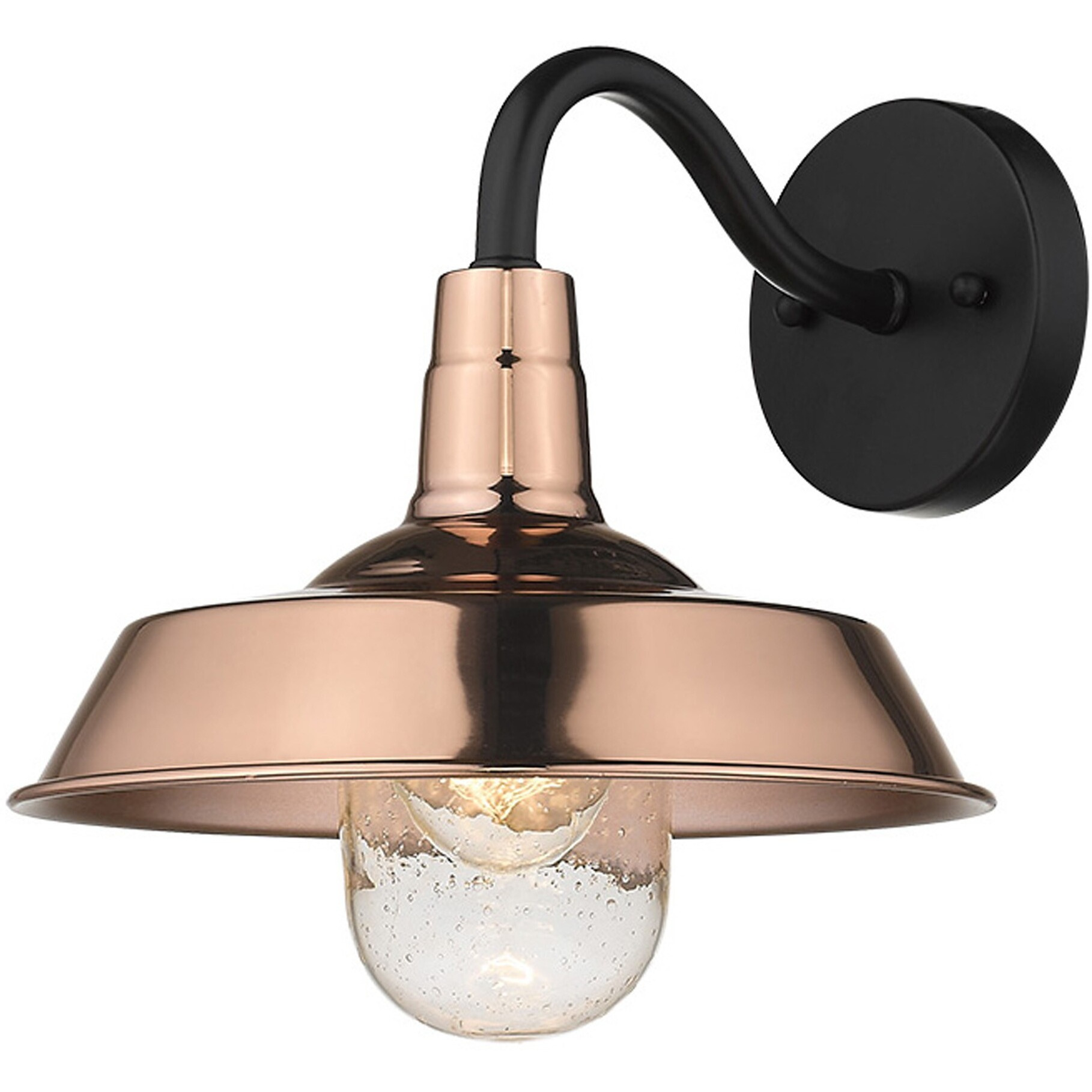 Shiny Copper Shallow Plate Shape Wall Light
