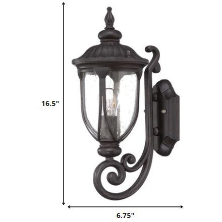 Black Cast Aluminum Glass Lantern Wall Light