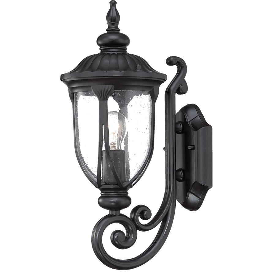 Matte Black Cast Aluminum Glass Lantern Wall Light