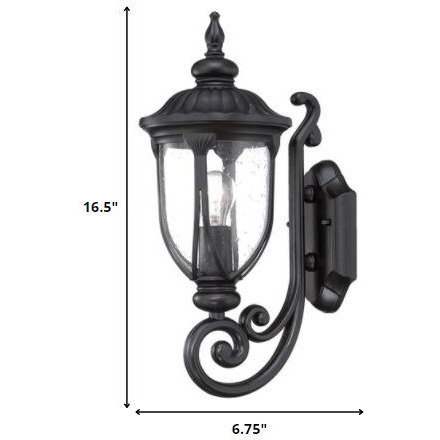 Matte Black Cast Aluminum Glass Lantern Wall Light