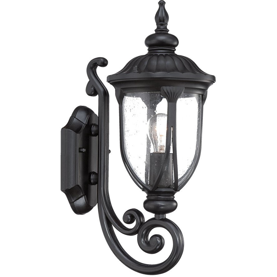 Matte Black Cast Aluminum Glass Lantern Wall Light