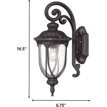 Black Cast Aluminum Glass Lantern Wall Sconce