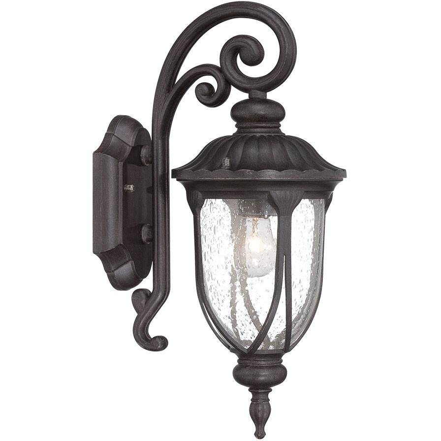 Black Cast Aluminum Glass Lantern Wall Sconce