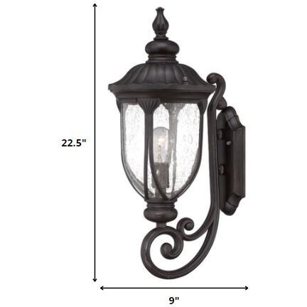 Xl Black Cast Aluminum Glass Lantern Wall Light
