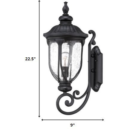 Xl Matte Black Cast Aluminum Glass Lantern Wall Light