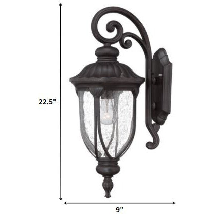 Xl Black Cast Aluminum Glass Lantern Wall Sconce