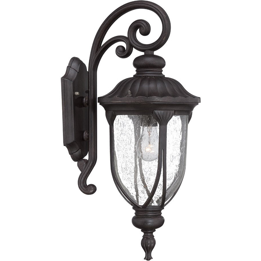 Xl Black Cast Aluminum Glass Lantern Wall Sconce