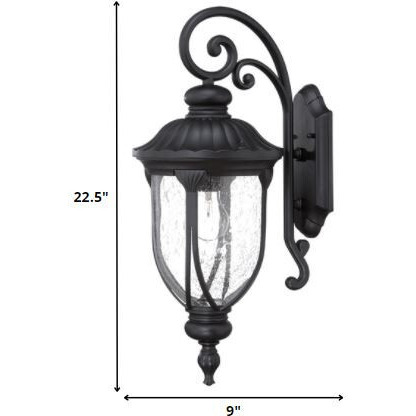 Xl Matte Black Cast Aluminum Glass Lantern Wall Sconce