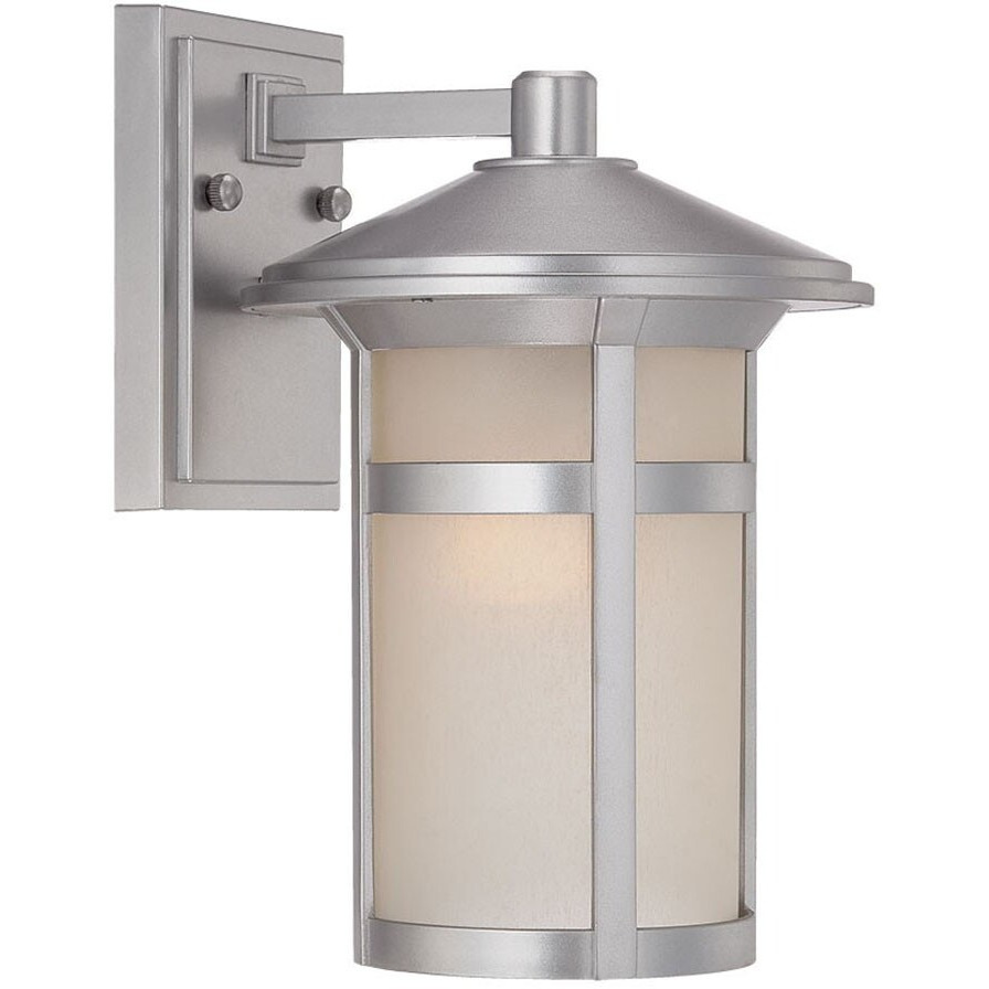 Brushed Silver Round White Glass Wall Light