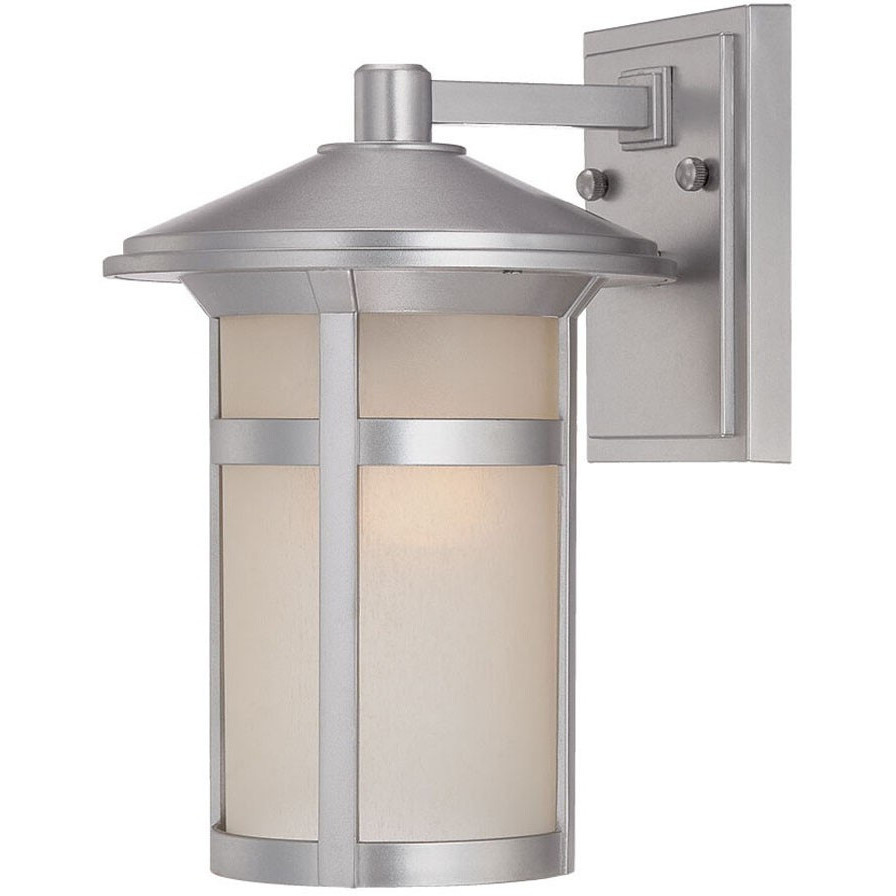 Brushed Silver Round White Glass Wall Light