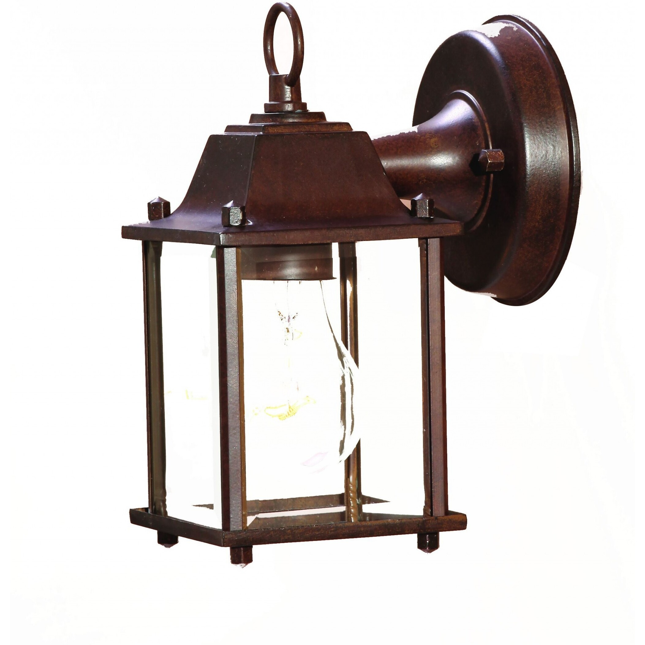 Dark Brown Hanging Glass Lantern Wall Light