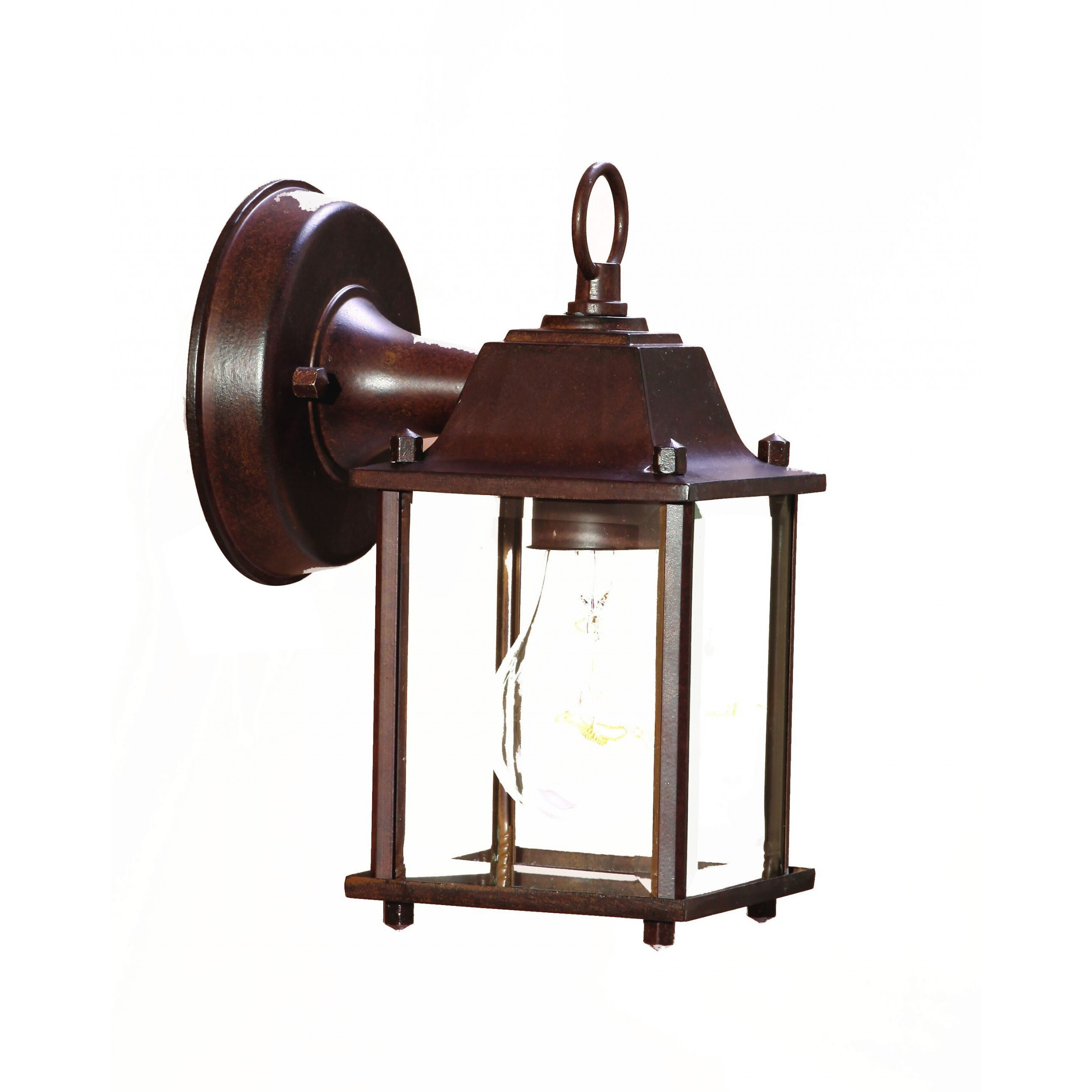 Dark Brown Hanging Glass Lantern Wall Light