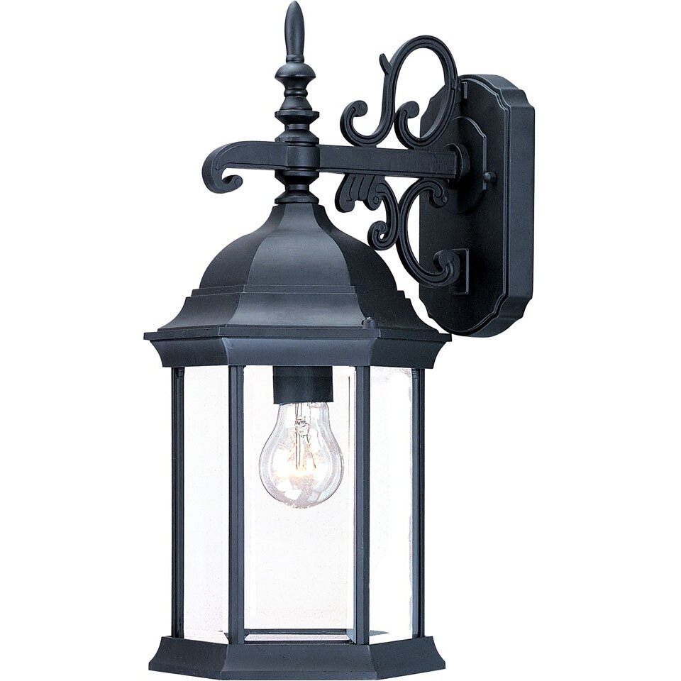 Narrow Matte Black Domed Hanging Glass Lantern Wall Light