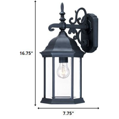 Narrow Matte Black Domed Hanging Glass Lantern Wall Light