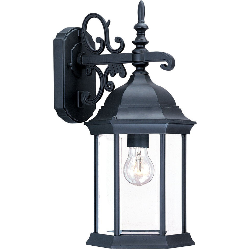 Narrow Matte Black Domed Hanging Glass Lantern Wall Light
