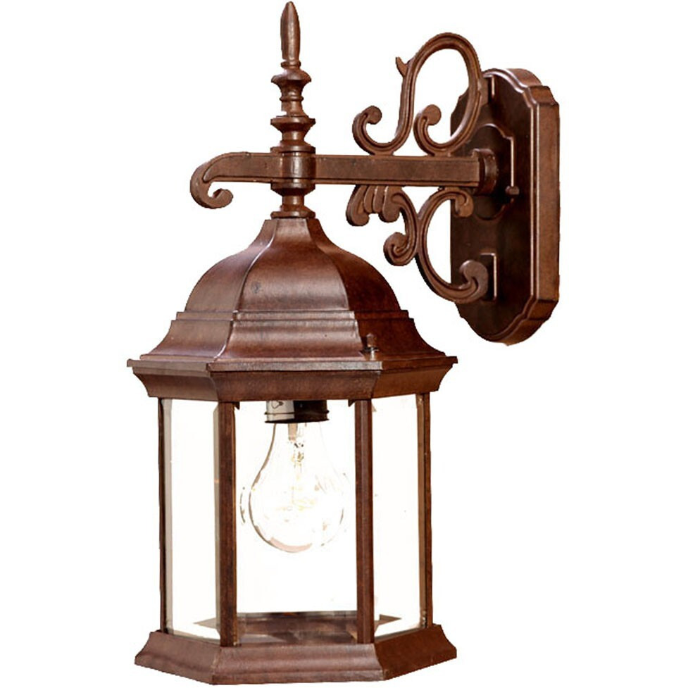 Narrow Brown Domed Hanging Glass Lantern Wall Light
