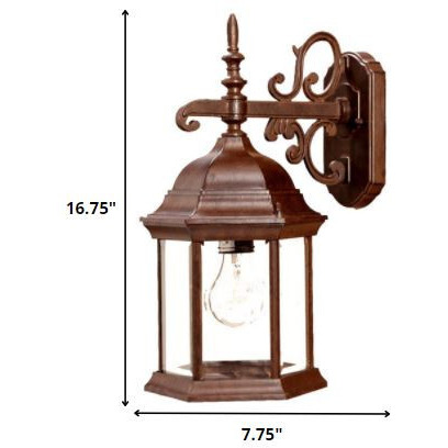 Narrow Brown Domed Hanging Glass Lantern Wall Light