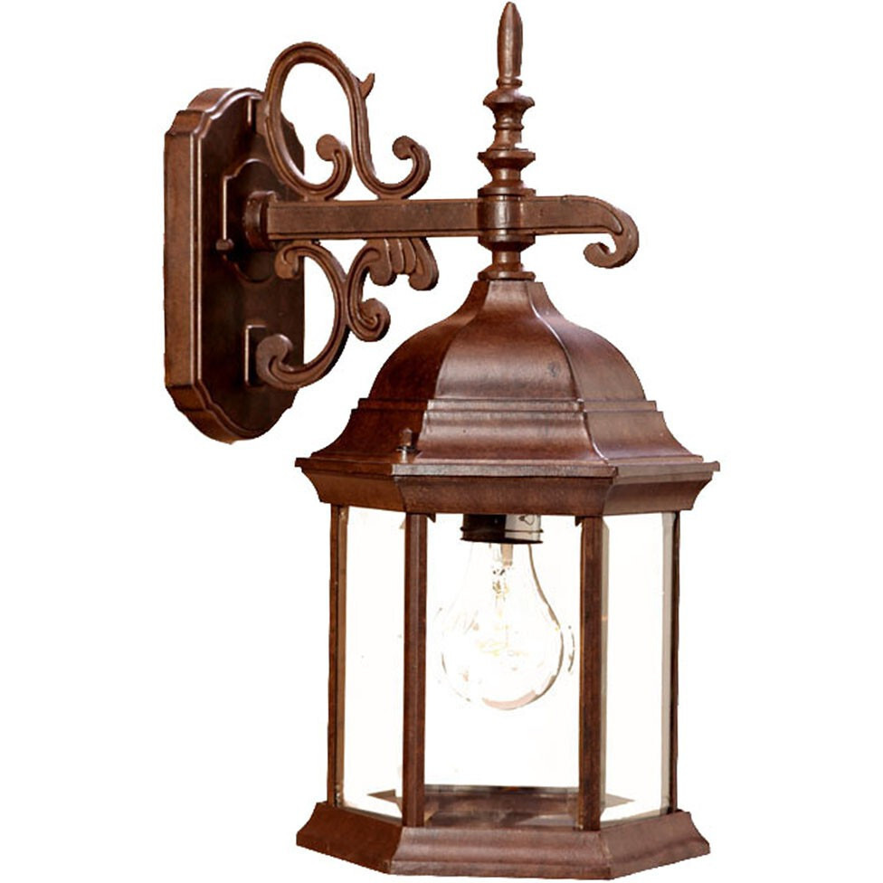 Narrow Brown Domed Hanging Glass Lantern Wall Light