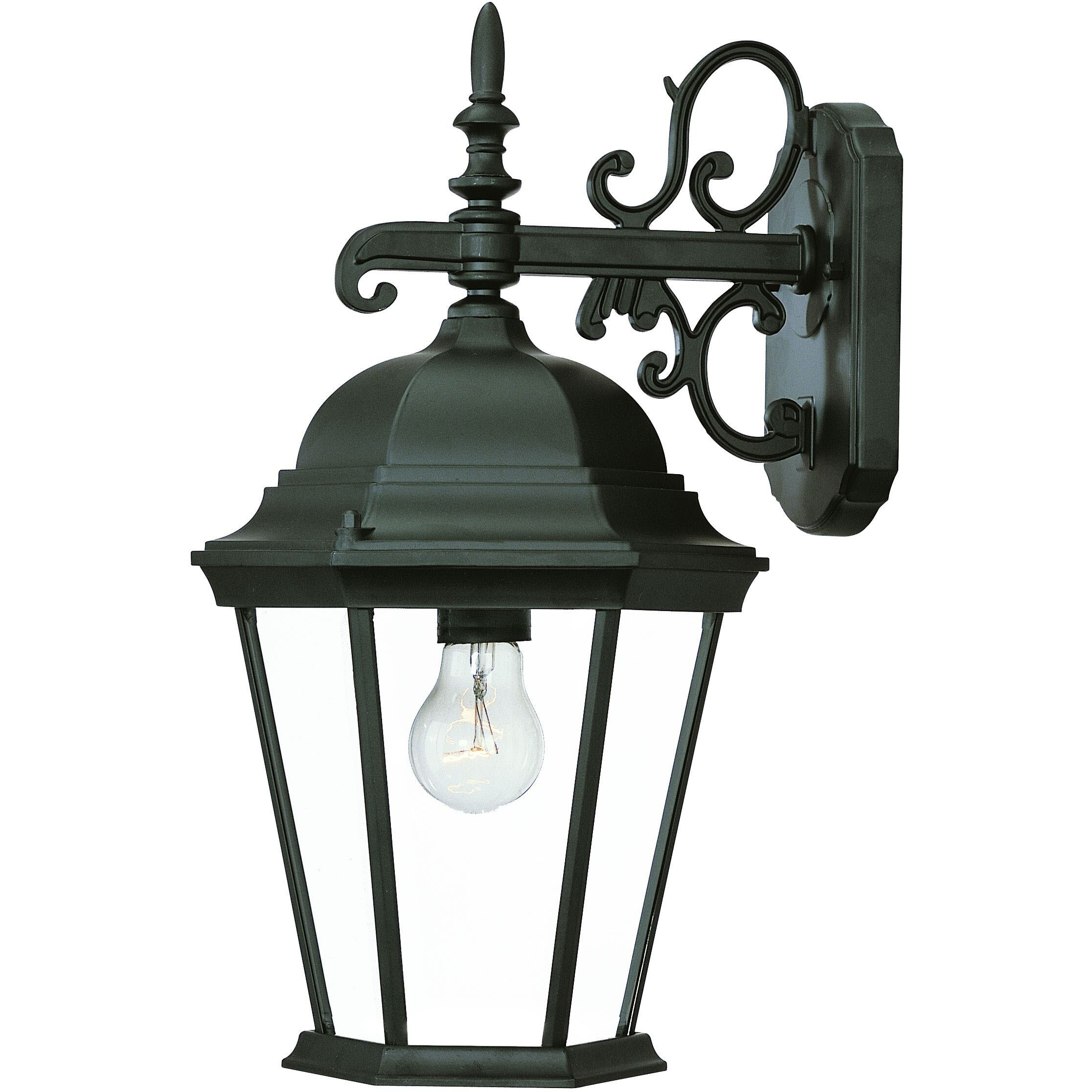 Matte Black Domed Glass Hanging Lantern Wall Light