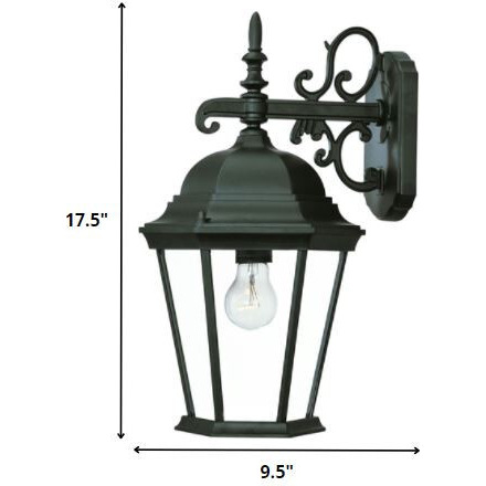 Matte Black Domed Glass Hanging Lantern Wall Light