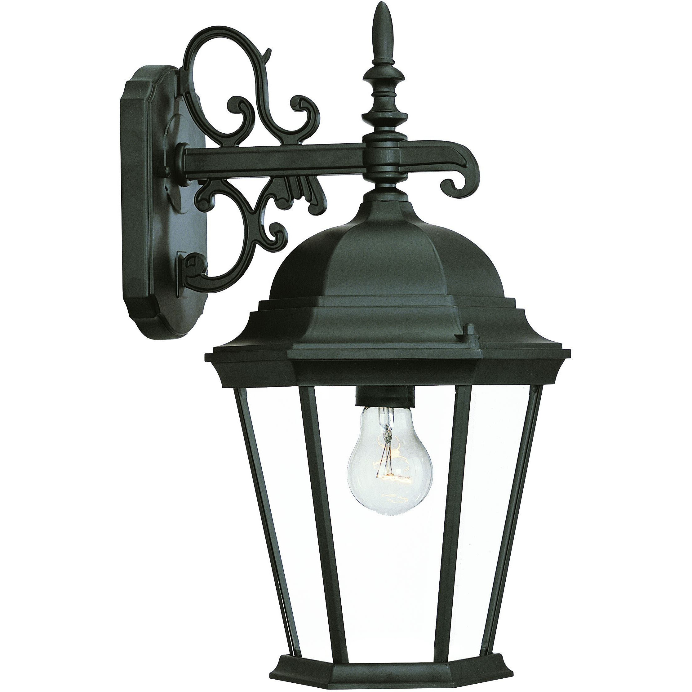 Matte Black Domed Glass Hanging Lantern Wall Light