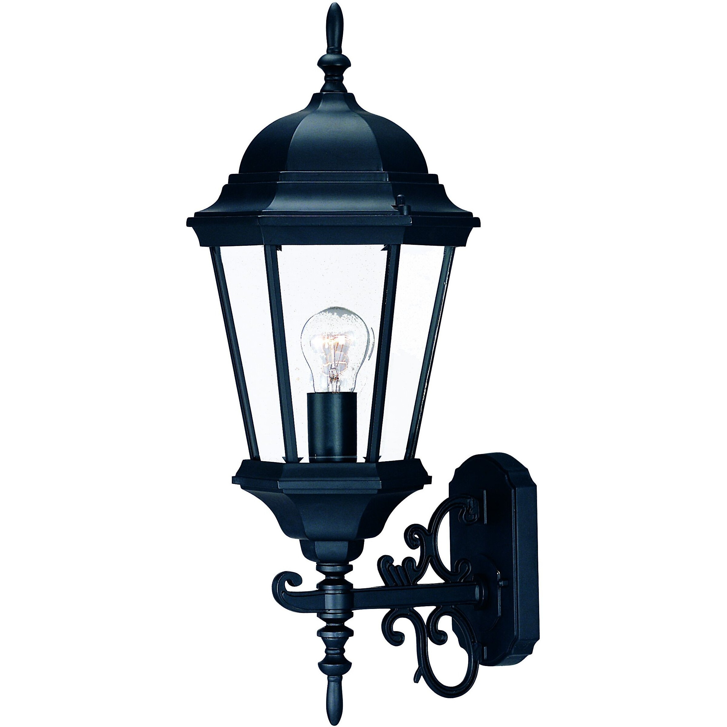 Matte Black Domed Glass Lantern Wall Light