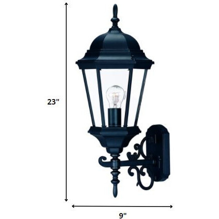 Matte Black Domed Glass Lantern Wall Light