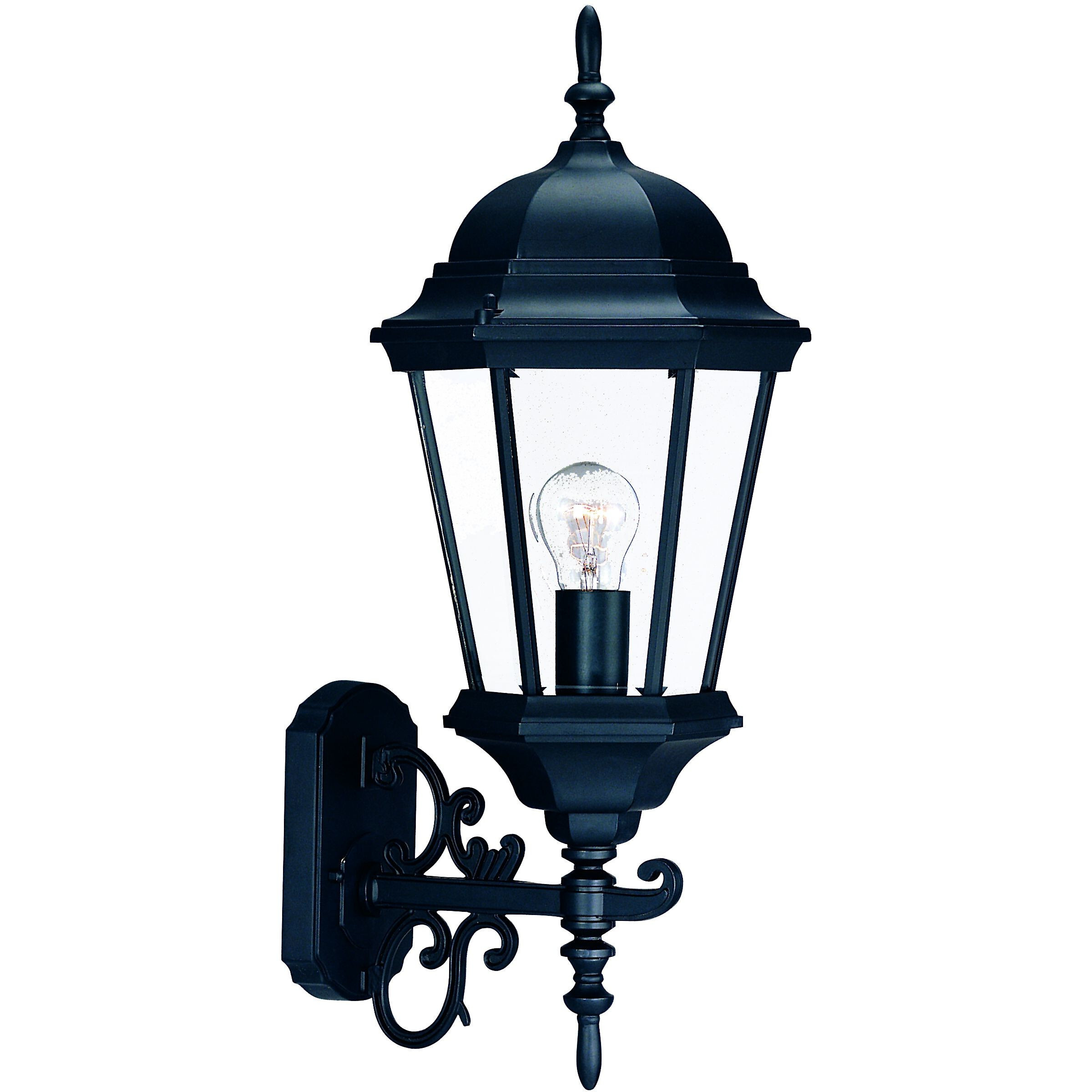 Matte Black Domed Glass Lantern Wall Light