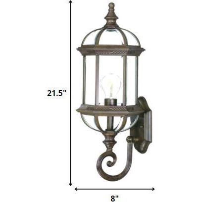 Antique Brown Cylindrical Lantern Wall Light