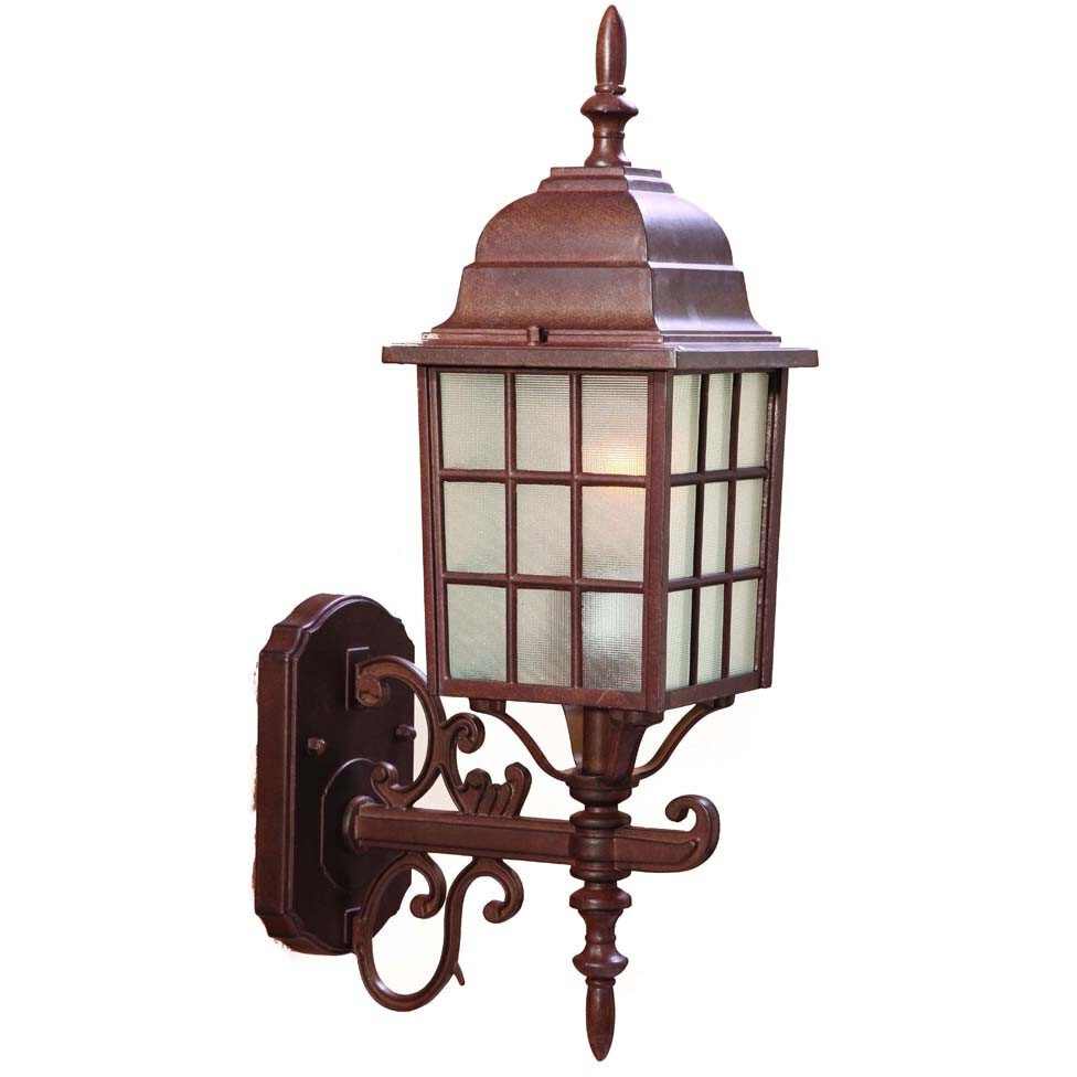 Dark Brown Window Pane Lantern Wall Sconce