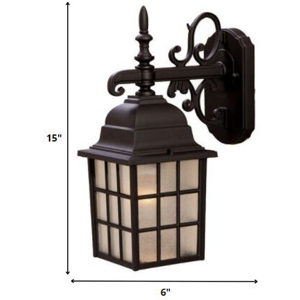 Dark Brown Window Pane Lantern Wall Light